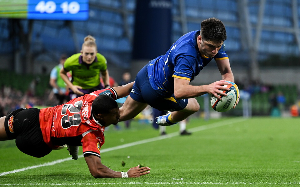 Jimmy O'Brien finishes off a Leinster attack