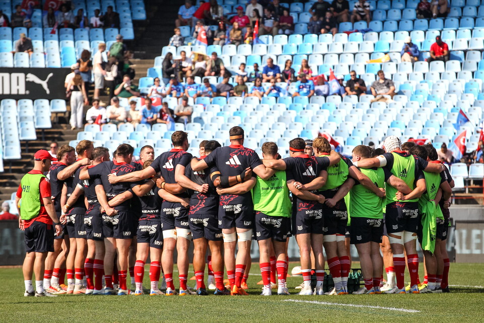 The Munster players before their quarter-final in Pretoria