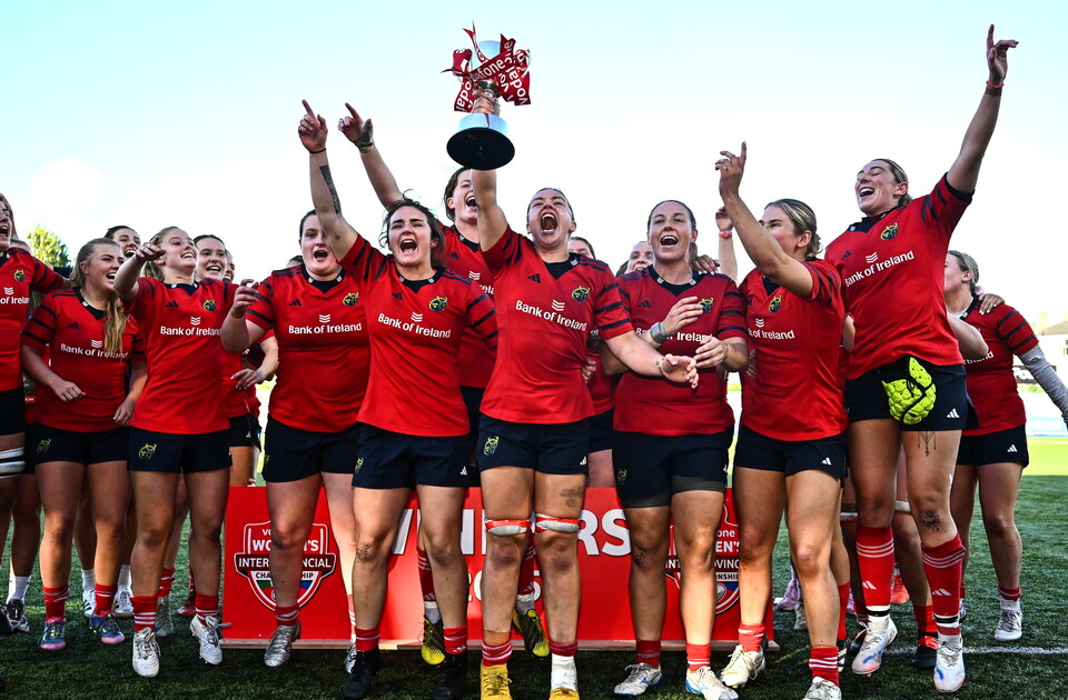 Munster celebrate with the Interprovincial trophy