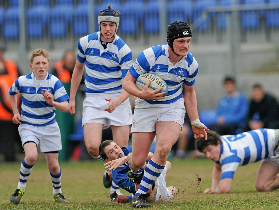 Oli Jager in action for Blackrock College during his school days