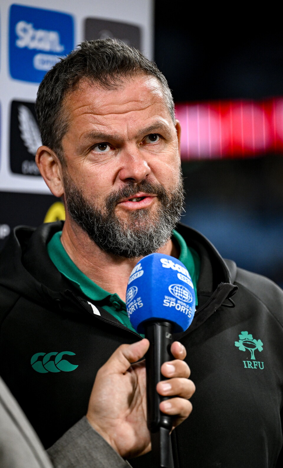 Andy Farrell being interviewed in Sydney