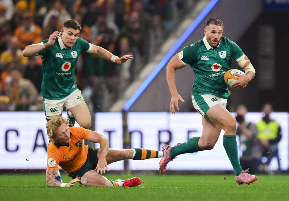 Stuart McCloskey on the charge against the Wallabies