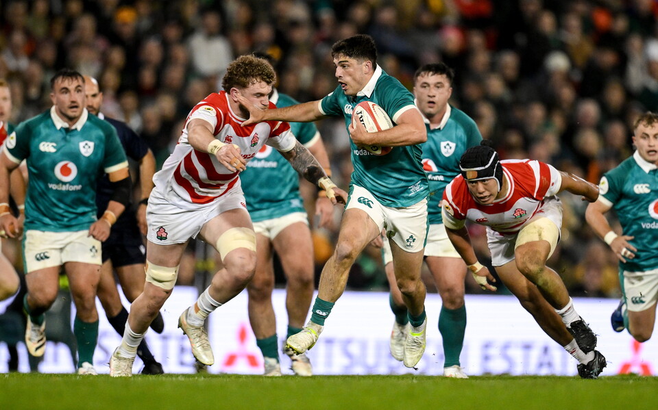 Jimmy O'Brien on the attack against Japan