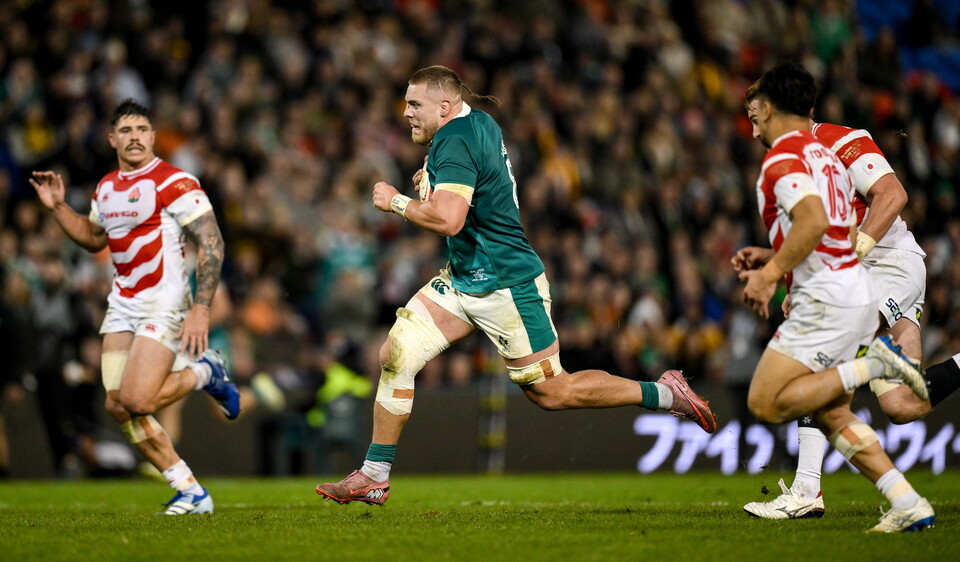 Sean Jansen darts forward against Japan