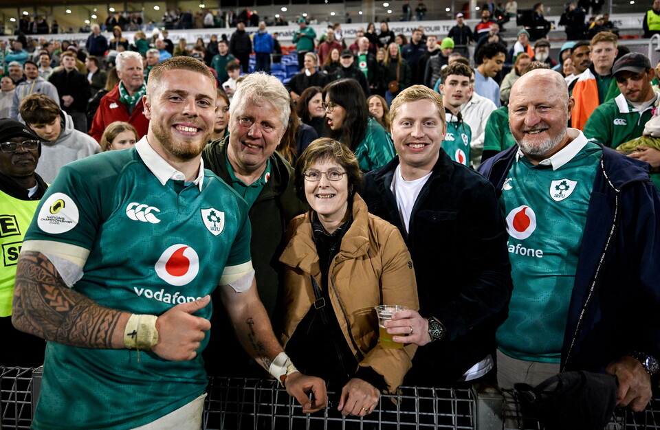 Sean Jansen with his family after the game in Newcastle
