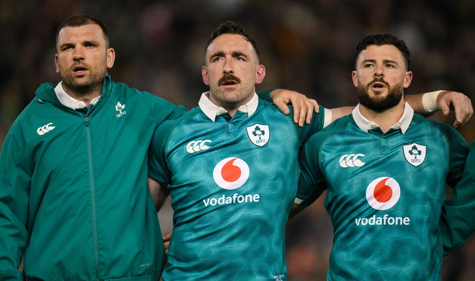 Ireland's Tadhg Beirne, Jack Conan, and Robbie Henshaw