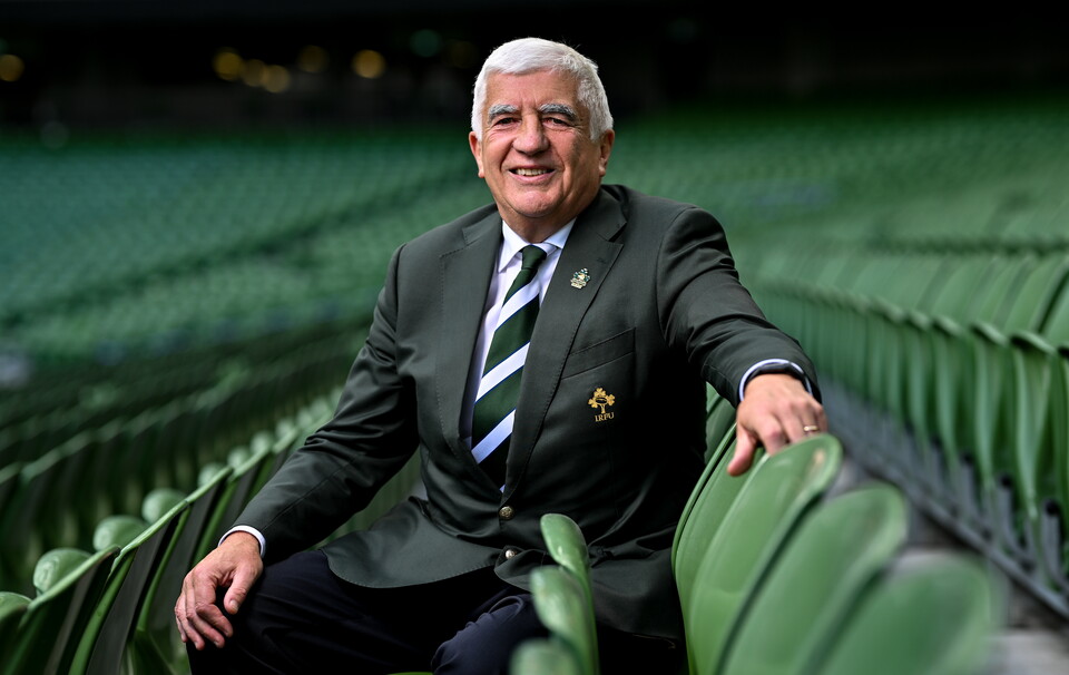 Image of IRFU President 2026/27 Tony O'Beirne pictured in Aviva Stadium