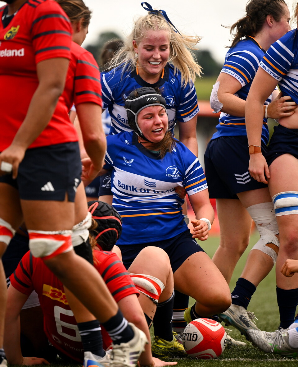 Sarah Delaney after scoring Leinster's first try