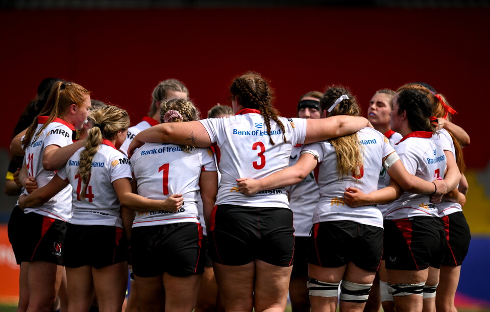 The Ulster players huddle together at Virgin Media Park