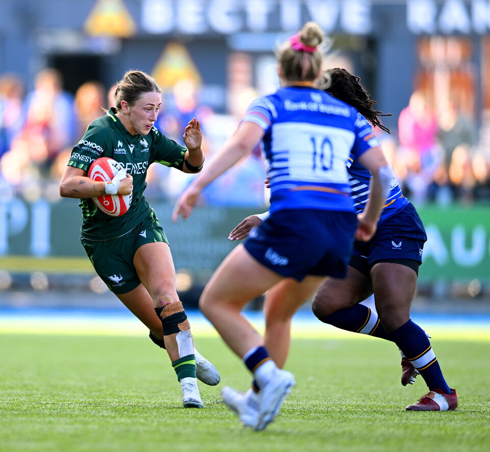 Ireland international Anna McGann in action against Leinster