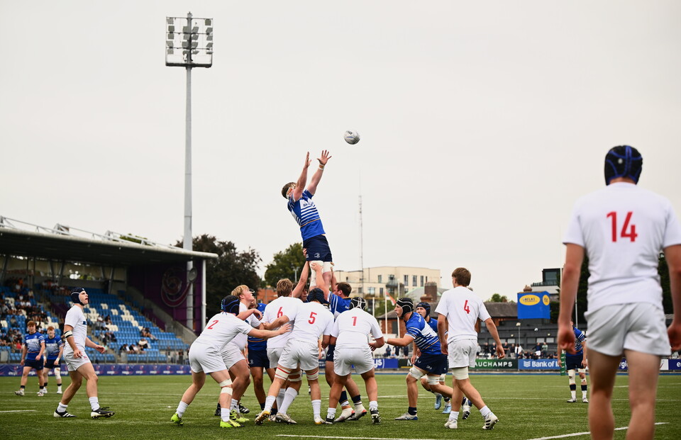Lineout action from the U-18 Schools Interpro between Leinster and Ulster