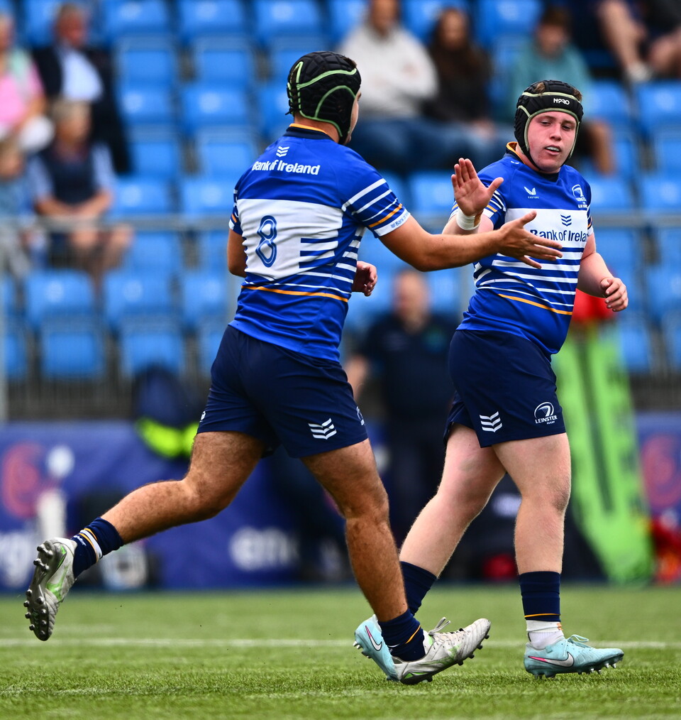 Leinster's Saul Brewster and Rónán O'Neill