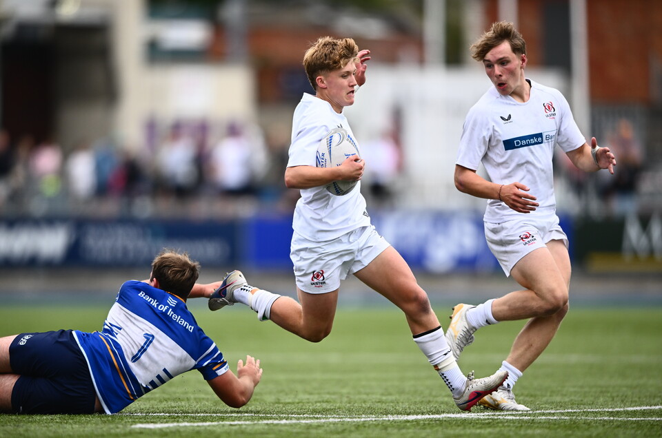 Captain Jonnie Kennedy leads an attack for the Ulster Schools side