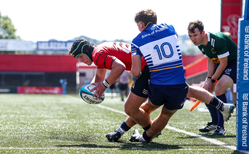 Matt McKenna stops Munster captain Jack Hayes from scoring a try