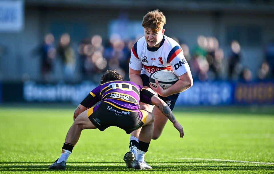 Old Wesley's Eoin Deegan in action against Instonians