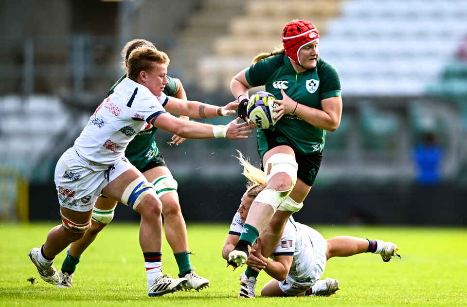 Aoife Wafer on the charge for Ireland against the USA