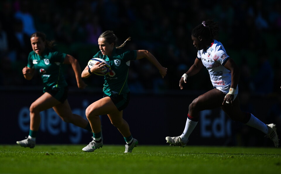 Aoibheann Reilly shows her pace against the USA