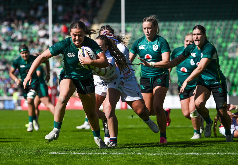 Robyn O'Connor shows her determination against the USA