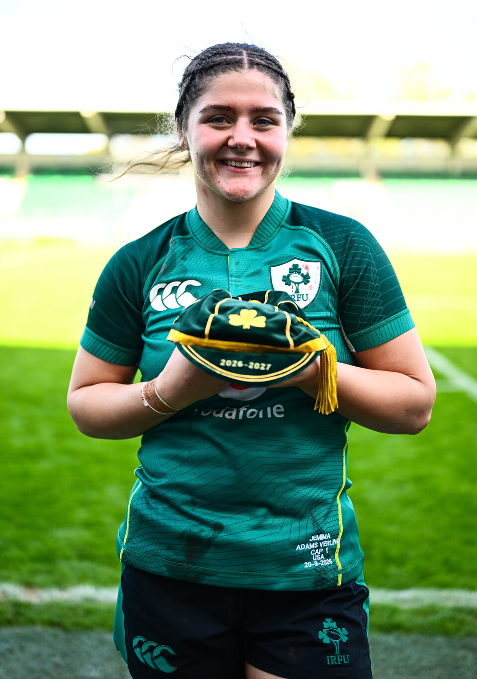 Jemima Adams Verling is pictured with her Ireland cap