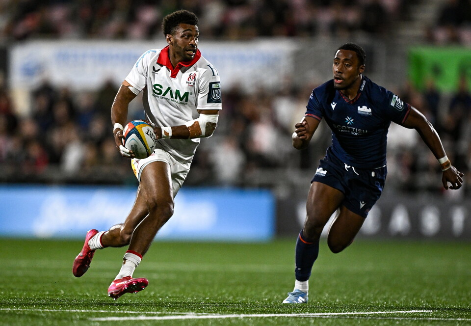 Robert Baloucoune in action for Ulster against Edinburgh