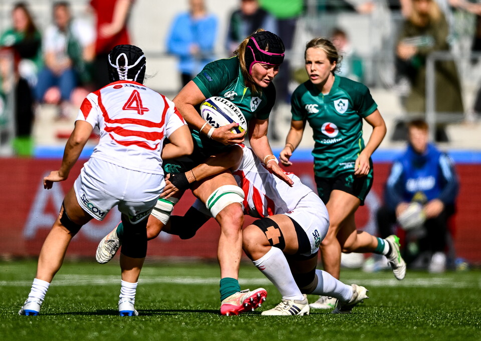 Fiona Tuite-O'Sullivan drives forward against Japan