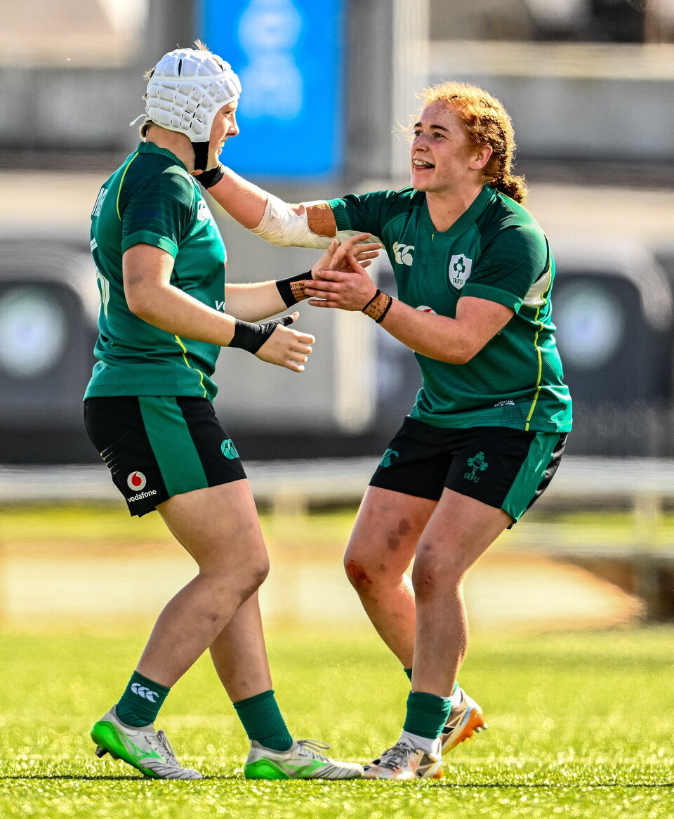 Niamh O'Dowd with Ireland debutant Beth Buttimer