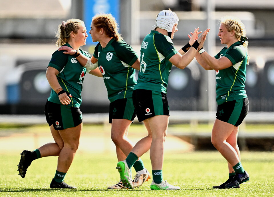 Sadhbh McGrath and Beth Buttimer entering the field