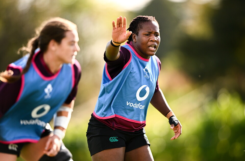 Ireland prop Linda Djougang at training