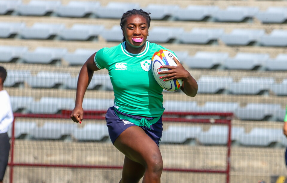 Chisom Ugwueru in action for the Irish Universities Sevens side