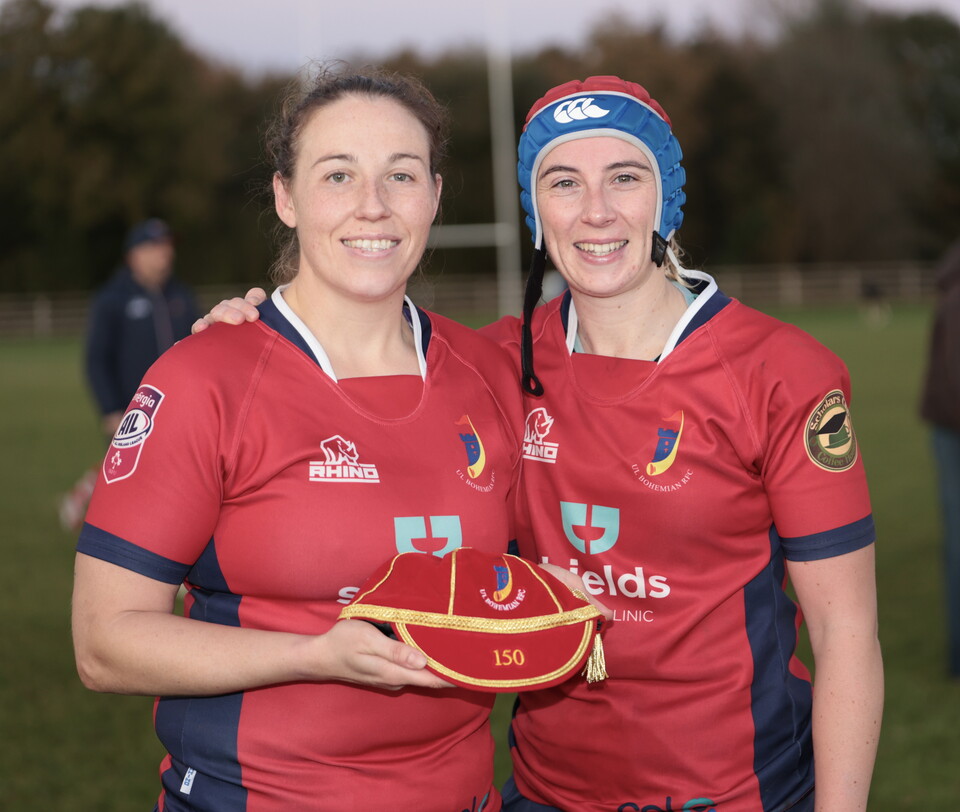 Chloe and Clodagh celebrate the 150th cap