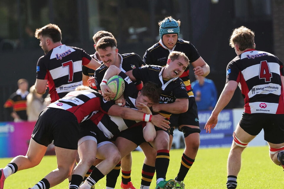 Lurgan player gets tackled