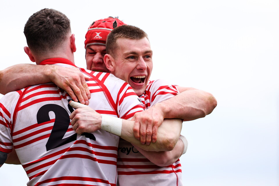 john o'flaherty and team mates celebrate a score 