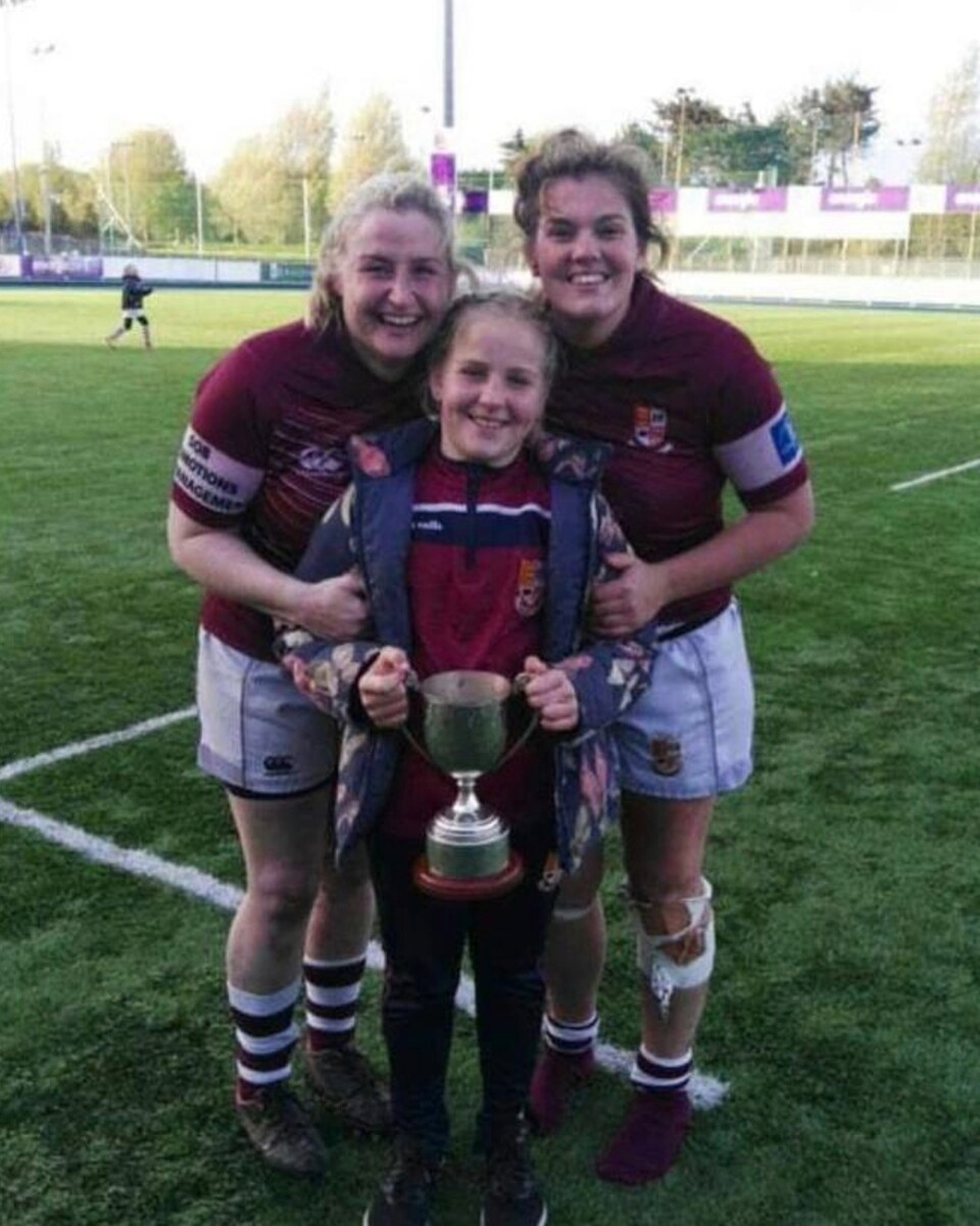 Young Roisin celebrates with mom and Alex