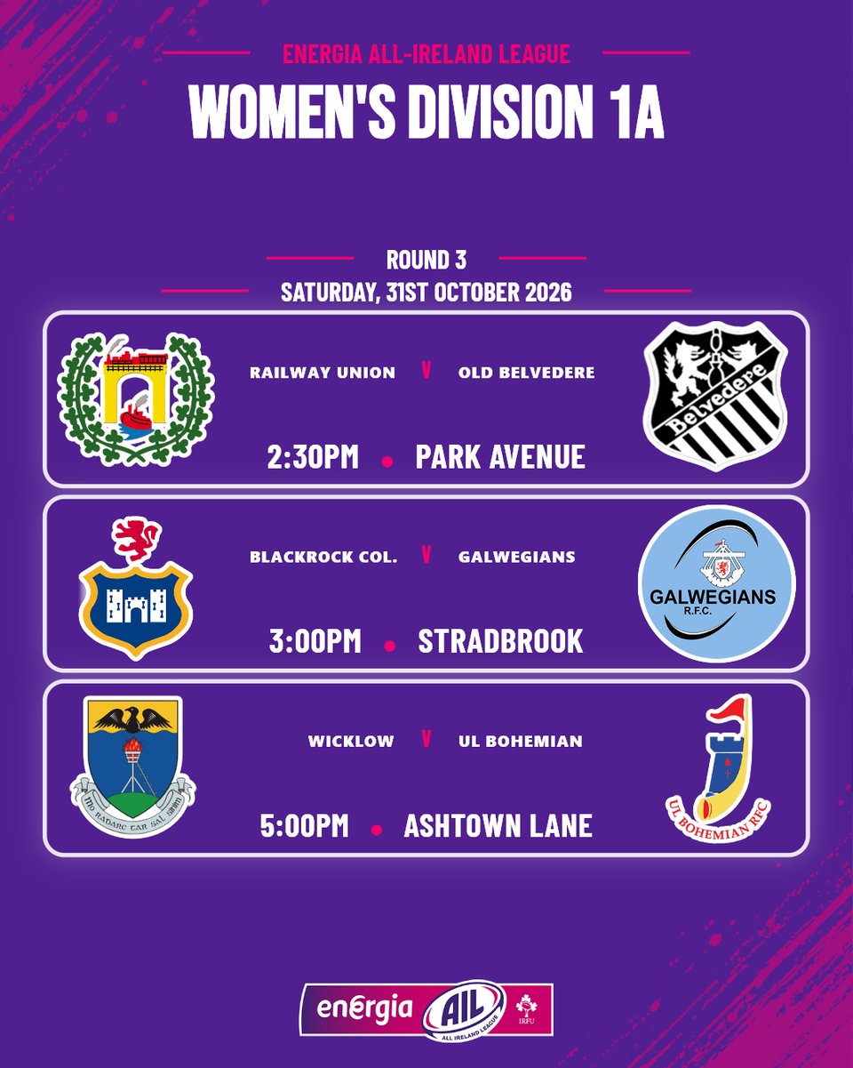 Women's Div 1A Round 3 fixtures 