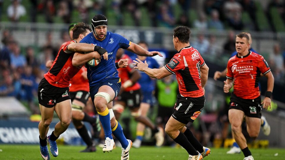 Leinster captain Caelan Doris makes a break