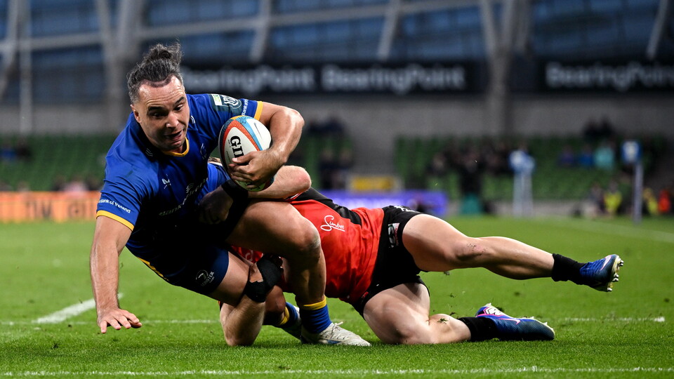 James Lowe scores to become Leinster's record try scorer