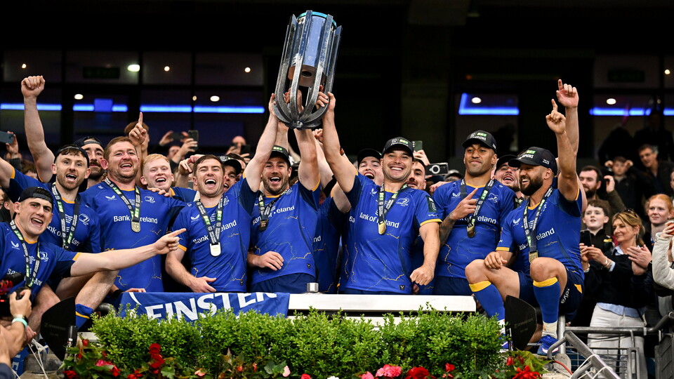 Leinster lift the URC trophy at Croke Park