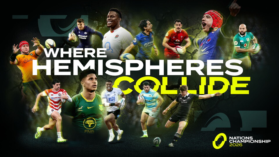Collage of players representing the countries in the Nations Championship
