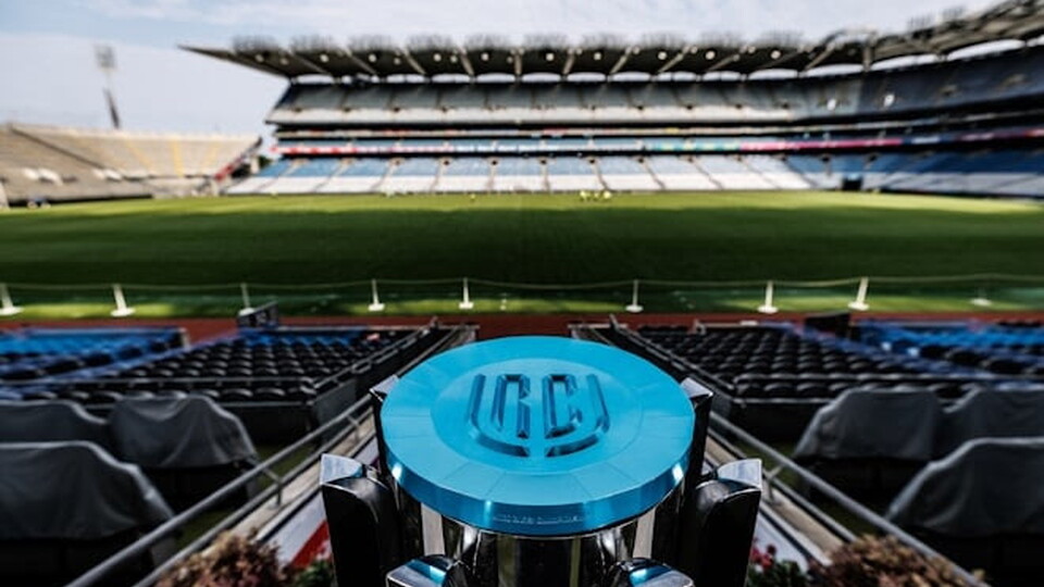The URC trophy at Croke Park