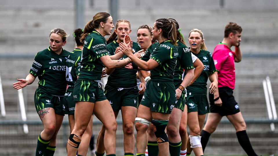 Anna McGann is congratulated after scoring Connacht's second try