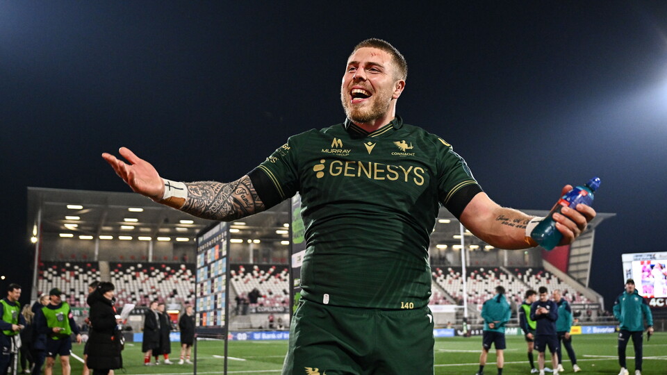 Sean Jansen celebrates Connacht's win over Ulster in Belfast