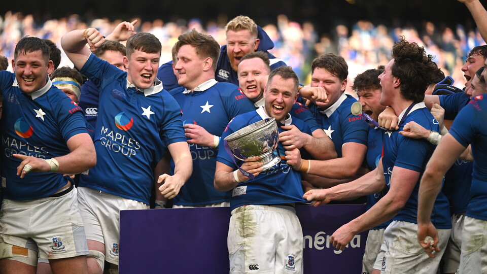 St. Mary's College captain Conor Dean with the Division 1A trophy
