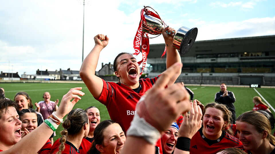 Munster captain Maeve Óg O'Leary with the Interprovincial trophy