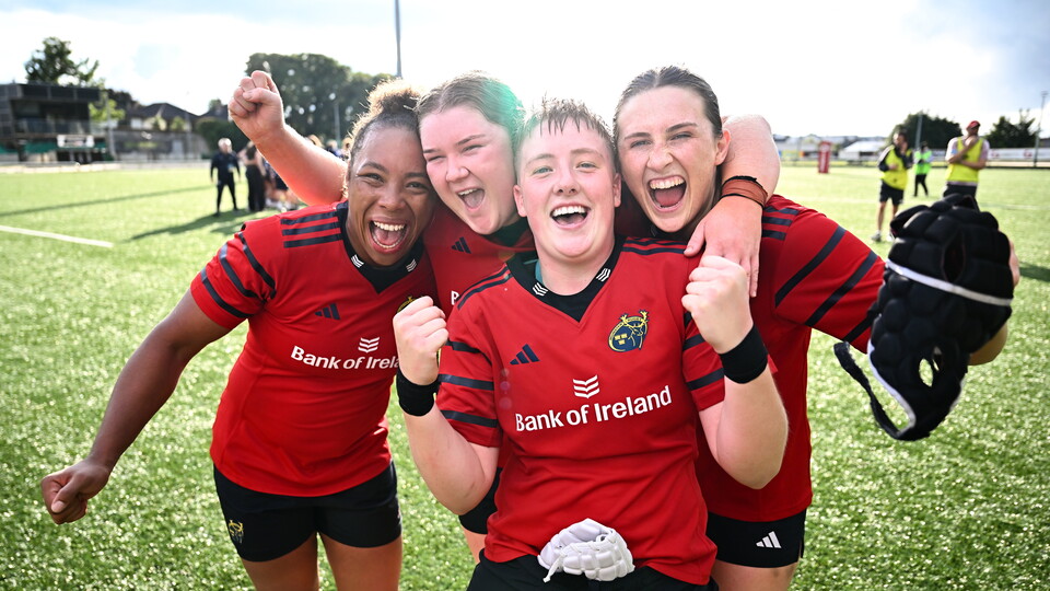 Beth Buttimer celebrates with Grace Moore, Eilís Cahill, and Aoibhe O'Flynn