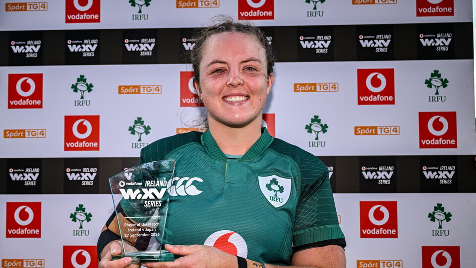 Brittany Hogan with her Vodafone player-of-the-match award
