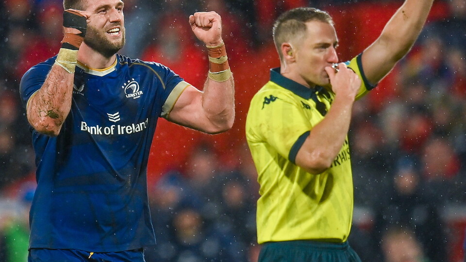 Andrew Brace blowing the whistle
