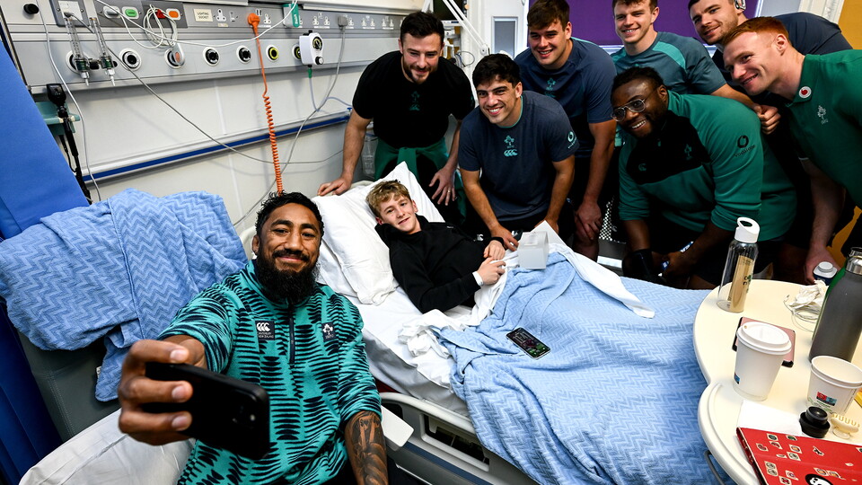 Ireland players at Temple Street