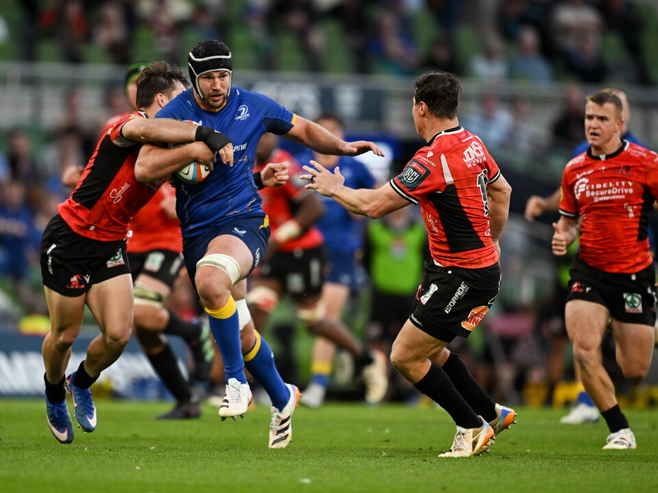 Leinster captain Caelan Doris makes a break