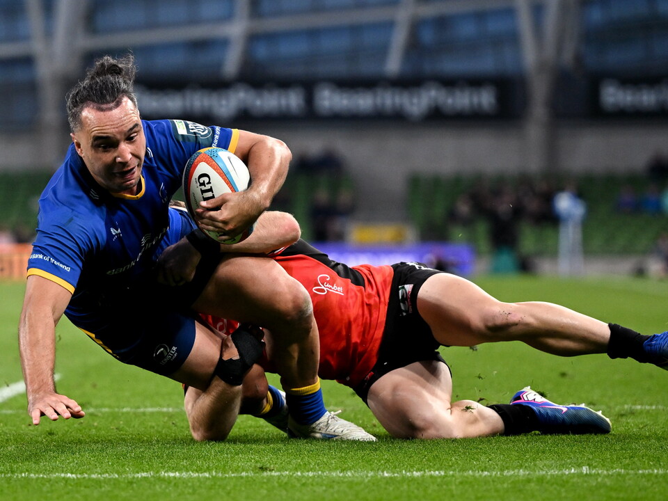 James Lowe scores to become Leinster's record try scorer