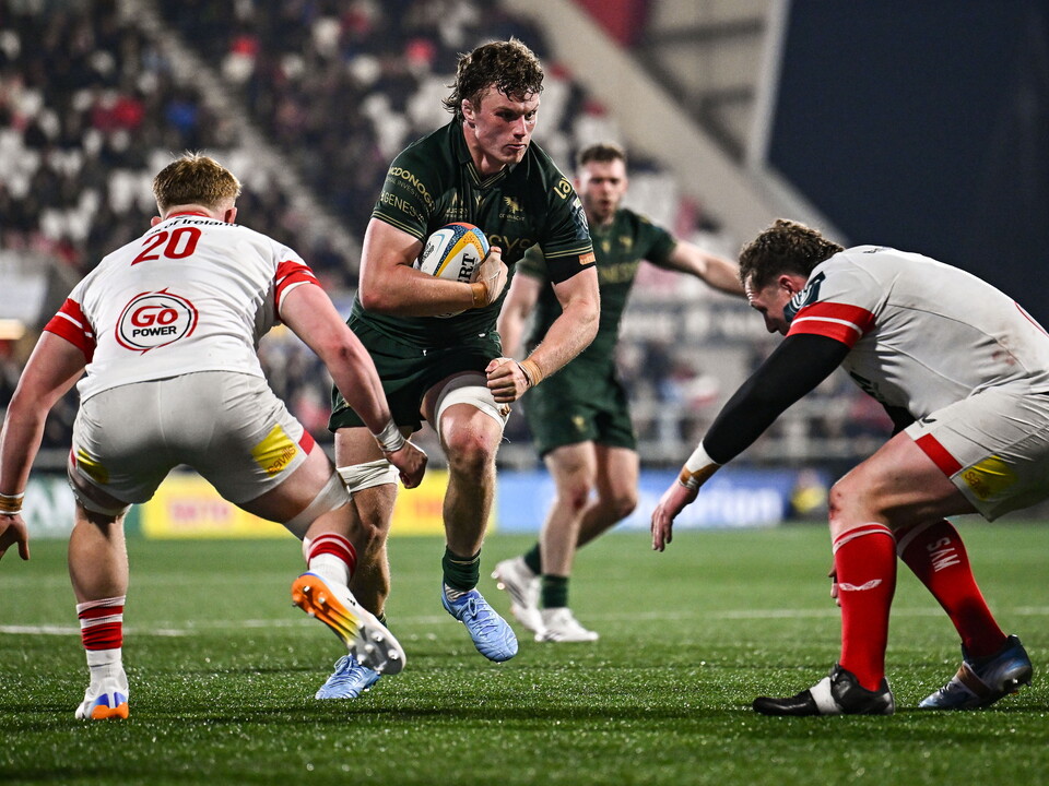 Cian Prendergast in action against Ulster